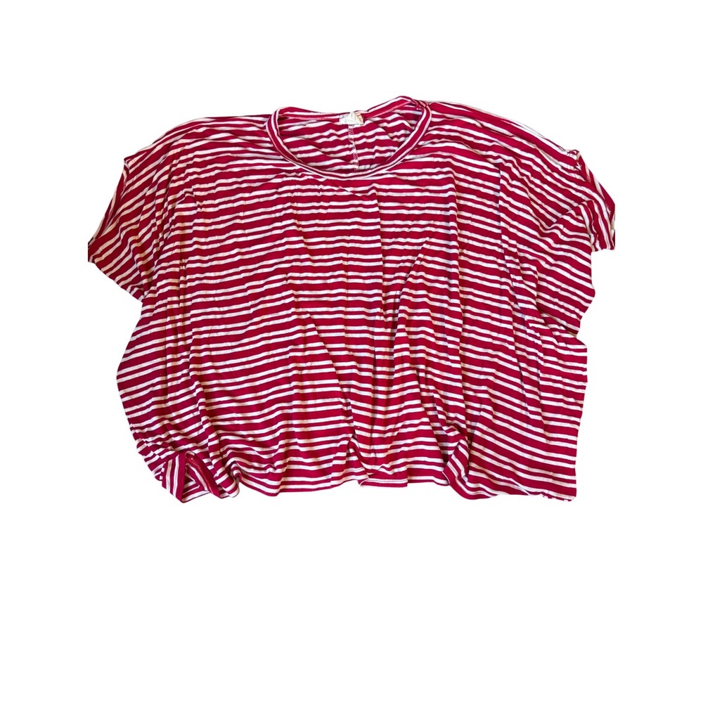 Fantastic Fawn Red White Striped Short‎ Sleeve Oversized Top Made in California